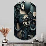 Teal Fragmented Forms - Asymmetric Metal Wall Clock