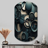 Teal Fragmented Forms - Asymmetric Metal Wall Clock