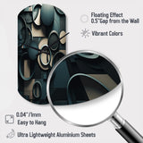 Teal Fragmented Forms - Asymmetric Metal Wall Clock