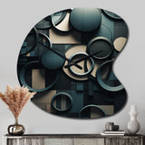 Teal Fragmented Forms - Asymmetric Metal Wall Clock