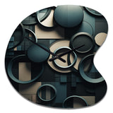 Teal Fragmented Forms - Asymmetric Metal Wall Clock