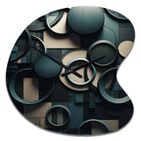 Teal Fragmented Forms - Asymmetric Metal Wall Clock