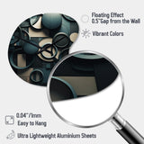 Teal Fragmented Forms - Asymmetric Metal Wall Clock