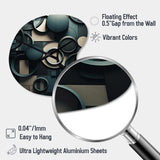 Teal Fragmented Forms - Asymmetric Metal Wall Clock