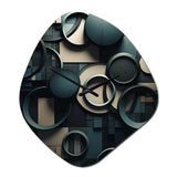 Teal Fragmented Forms - Asymmetric Metal Wall Clock