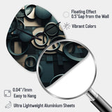 Teal Fragmented Forms - Asymmetric Metal Wall Clock