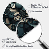 Teal Fragmented Forms - Asymmetric Metal Wall Clock