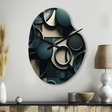 Teal Fragmented Forms - Asymmetric Metal Wall Clock