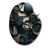Teal Fragmented Forms - Asymmetric Metal Wall Clock