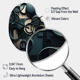 Teal Fragmented Forms - Asymmetric Metal Wall Clock