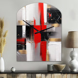 Red and Gold Cubic Abstract I - Asymmetric Metal Wall Clock