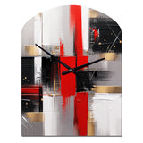 Red and Gold Cubic Abstract I - Asymmetric Metal Wall Clock