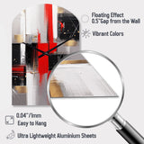 Red and Gold Cubic Abstract I - Asymmetric Metal Wall Clock