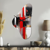 Red and Gold Cubic Abstract I - Asymmetric Metal Wall Clock