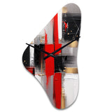 Red and Gold Cubic Abstract I - Asymmetric Metal Wall Clock