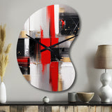 Red and Gold Cubic Abstract I - Asymmetric Metal Wall Clock
