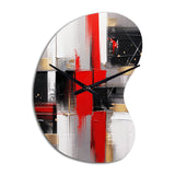Red and Gold Cubic Abstract I - Asymmetric Metal Wall Clock