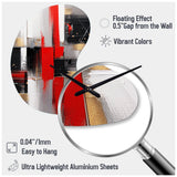 Red and Gold Cubic Abstract I - Asymmetric Metal Wall Clock
