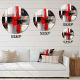 Red and Gold Cubic Abstract I - Abstract Metal Wall Clock