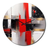 Red and Gold Cubic Abstract I - Abstract Metal Wall Clock