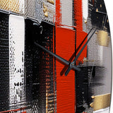 Red and Gold Cubic Abstract I - Abstract Metal Wall Clock