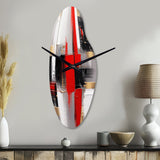 Red and Gold Cubic Abstract I - Asymmetric Metal Wall Clock