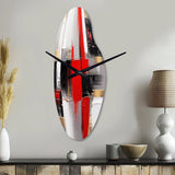Red and Gold Cubic Abstract I - Asymmetric Metal Wall Clock