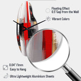 Red and Gold Cubic Abstract I - Asymmetric Metal Wall Clock