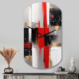 Red and Gold Cubic Abstract I - Asymmetric Metal Wall Clock