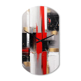 Red and Gold Cubic Abstract I - Asymmetric Metal Wall Clock
