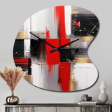 Red and Gold Cubic Abstract I - Asymmetric Metal Wall Clock