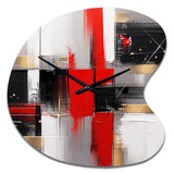 Red and Gold Cubic Abstract I - Asymmetric Metal Wall Clock