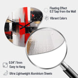 Red and Gold Cubic Abstract I - Asymmetric Metal Wall Clock