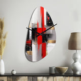 Red and Gold Cubic Abstract I - Asymmetric Metal Wall Clock