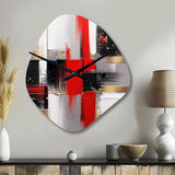 Red and Gold Cubic Abstract I - Asymmetric Metal Wall Clock