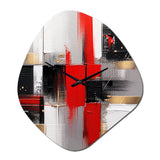 Red and Gold Cubic Abstract I - Asymmetric Metal Wall Clock