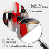 Red and Gold Cubic Abstract I - Asymmetric Metal Wall Clock