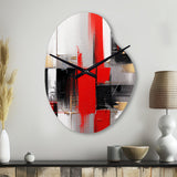Red and Gold Cubic Abstract I - Asymmetric Metal Wall Clock