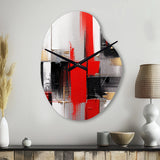 Red and Gold Cubic Abstract I - Asymmetric Metal Wall Clock