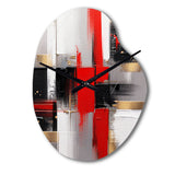Red and Gold Cubic Abstract I - Asymmetric Metal Wall Clock