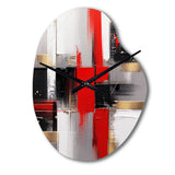 Red and Gold Cubic Abstract I - Asymmetric Metal Wall Clock