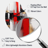 Red and Gold Cubic Abstract I - Asymmetric Metal Wall Clock