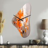 Orange Brown Shattered Realities - Asymmetric Metal Wall Clock