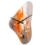 Orange Brown Shattered Realities - Asymmetric Metal Wall Clock