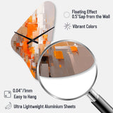 Orange Brown Shattered Realities - Asymmetric Metal Wall Clock