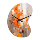 Orange Brown Shattered Realities - Asymmetric Metal Wall Clock
