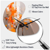 Orange Brown Shattered Realities - Asymmetric Metal Wall Clock