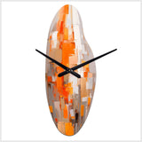 Orange Brown Shattered Realities - Asymmetric Metal Wall Clock