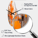 Orange Brown Shattered Realities - Asymmetric Metal Wall Clock