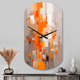 Orange Brown Shattered Realities - Asymmetric Metal Wall Clock
